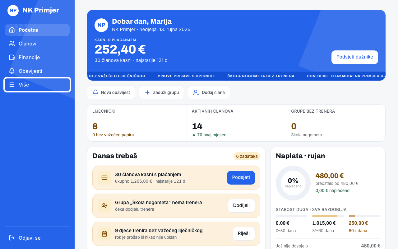 U izborniku odaberi Više