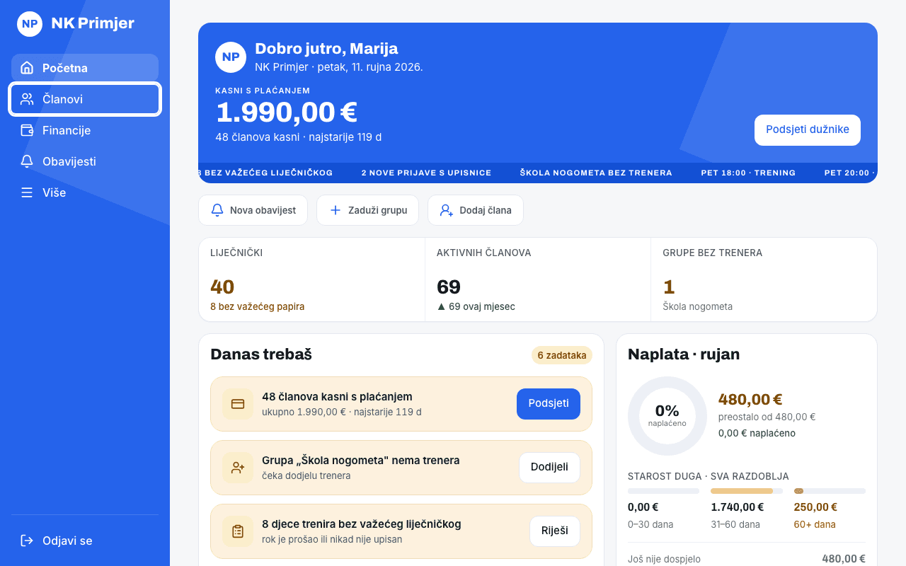 U izborniku odaberi Članovi
