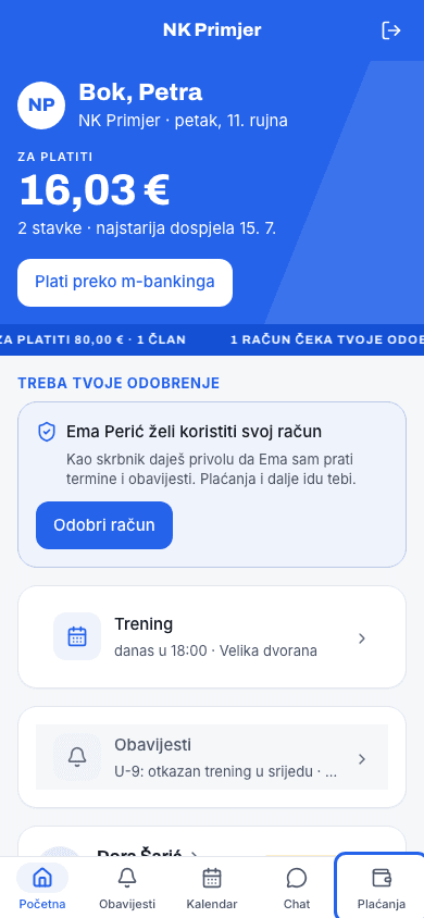 U izborniku odaberi Plaćanja