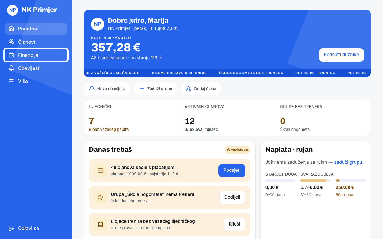U izborniku odaberi Financije