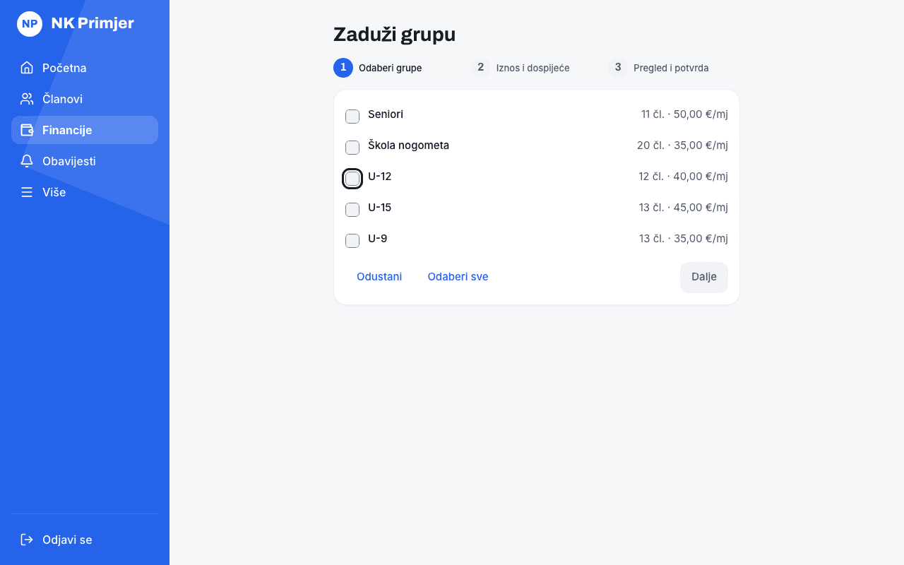 Označi grupu U-12