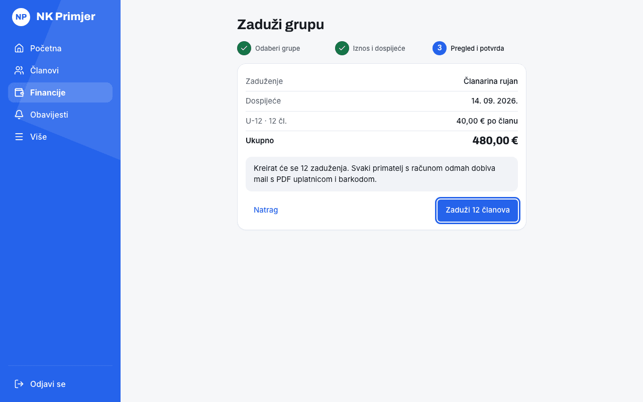 Na pregledu potvrdi zaduženje